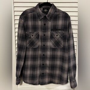Harley-Davidson Men's Gray and Black Flannel Shirt.